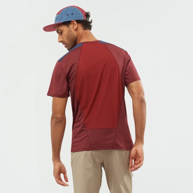 Dark Red / Navy Salomon Outline Short Sleeve Men's T-Shirts | IE PG8405